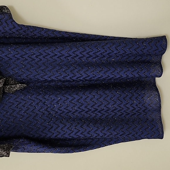 M by Missoni Women's Blue Metallic Ruffle Zig Zag Cold Shoulder Top Size Large - Picture 6 of 16